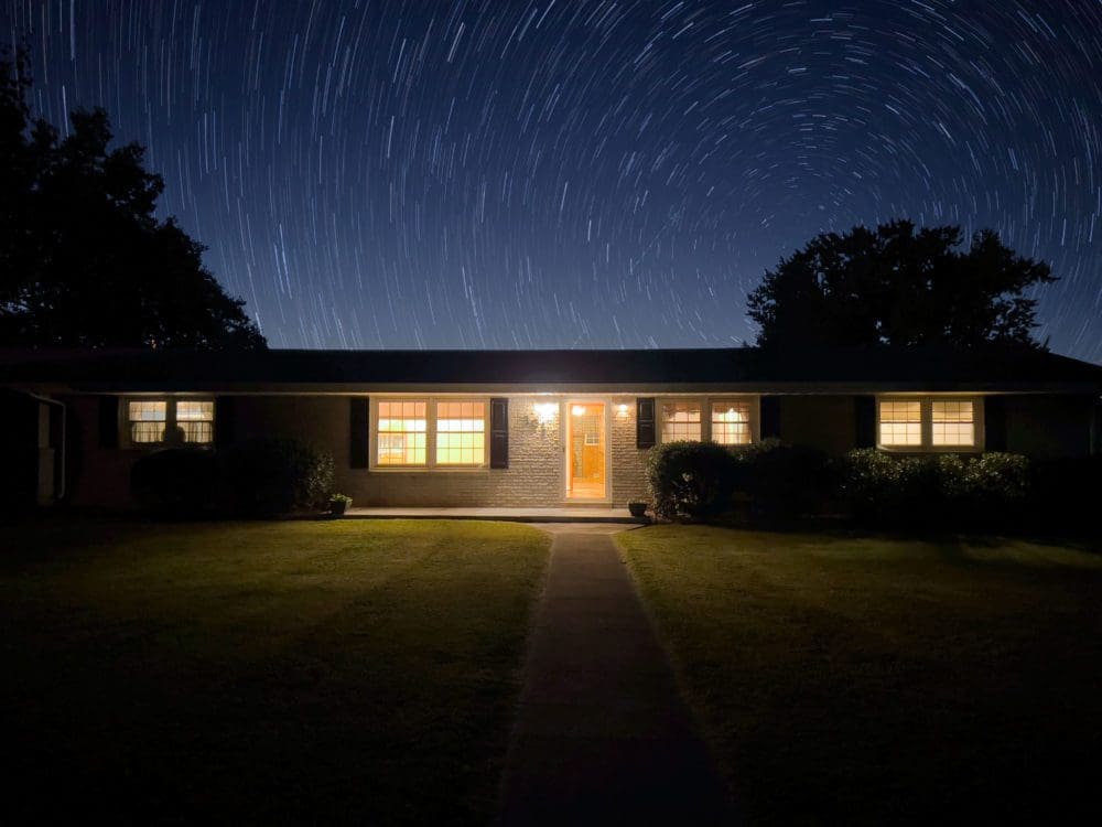 Middle TN Ranch Home at Night with Stars